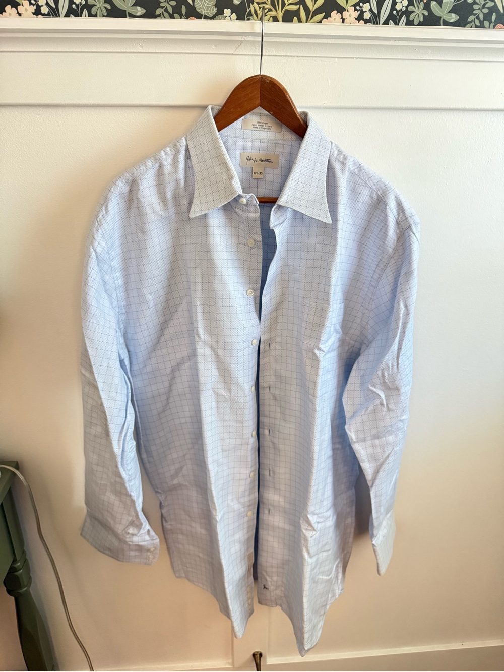 John W. Nordstrom Light Blue Grid Dress Shirt